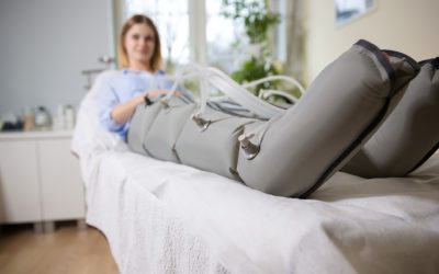 Woman at beautician's during firming hypotensive massage